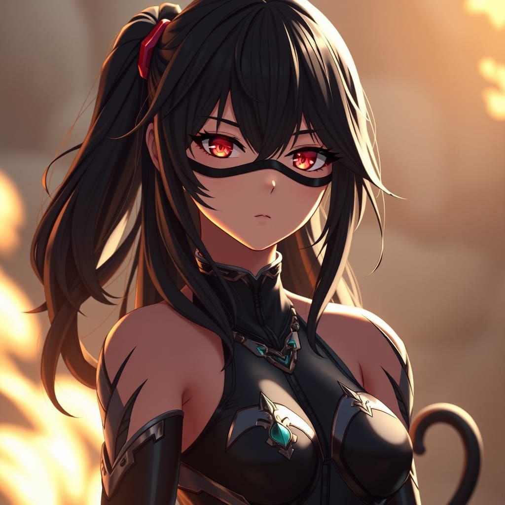 Anime-Inspired Warrior Goddess in Cyberpunk Armor