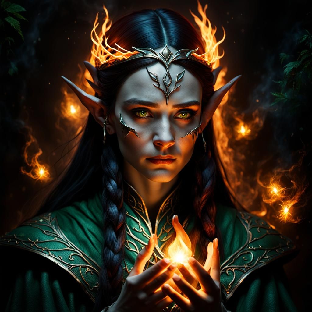 Elven Sorceress Portrait in Arcane Wood