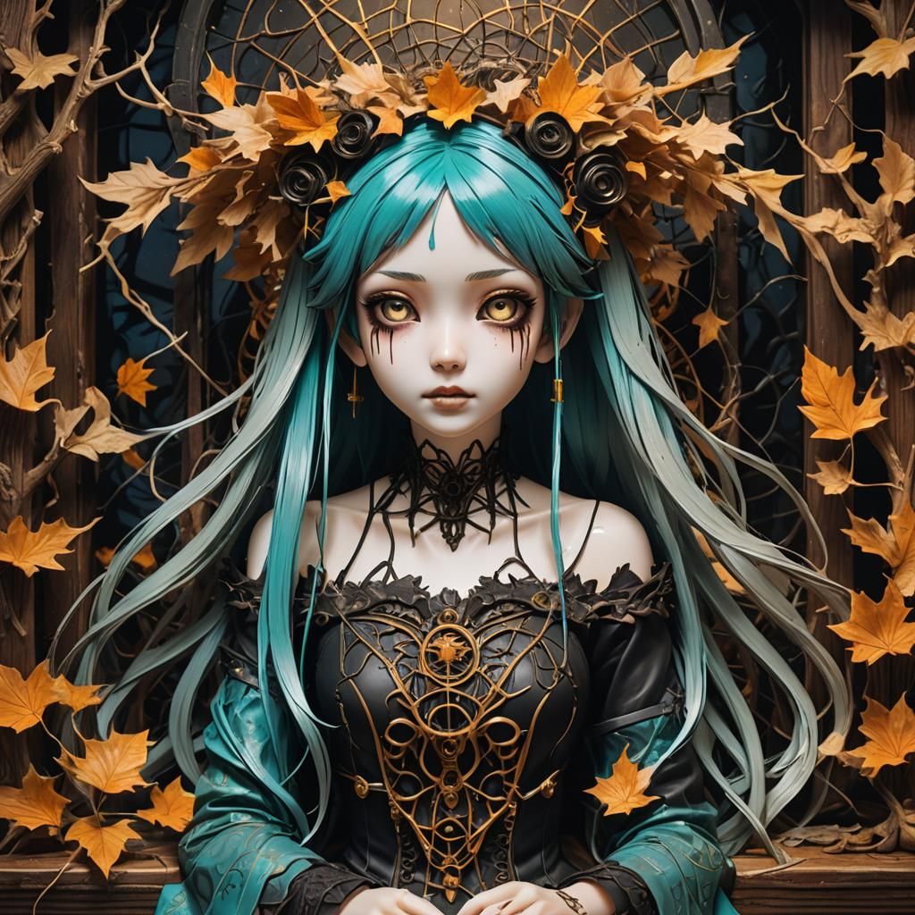 Ethereal Dark Fantasy Portrait of a Demonic Porcelain Doll