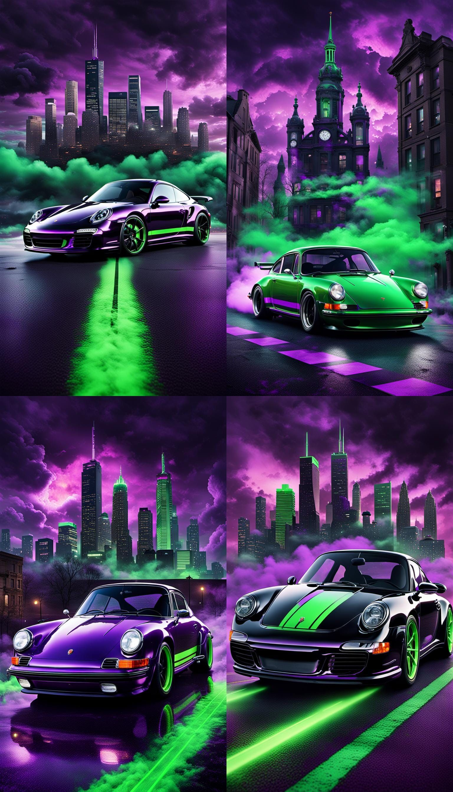 Hyper-Realistic Porsche Movie Poster in Gothic Setting