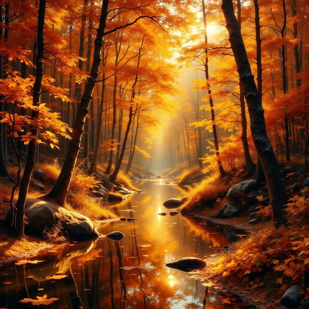 Spectacular Fantasy Autumn Leaf in Painterly Style