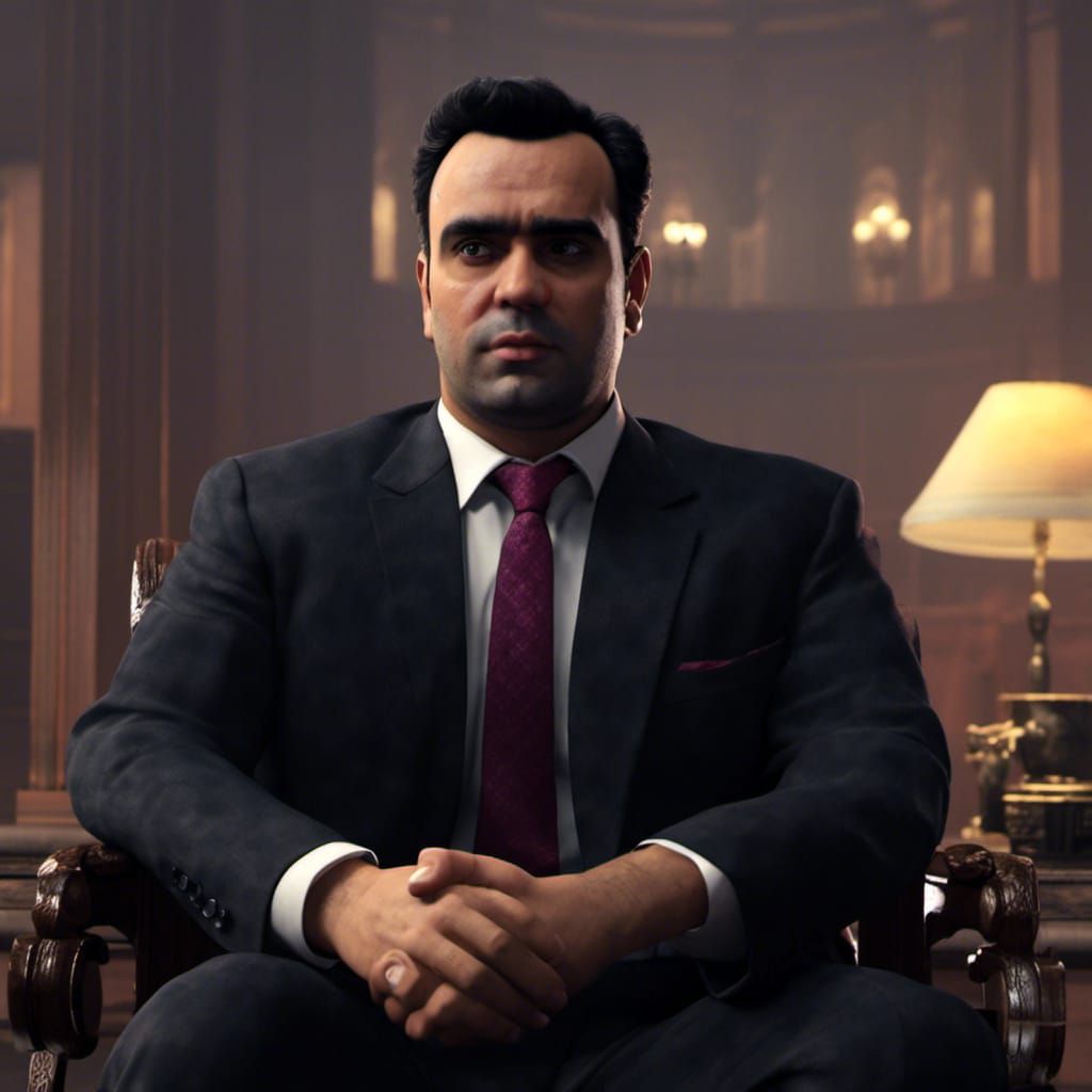 Businessman in Black Suit: Photorealistic Portrait