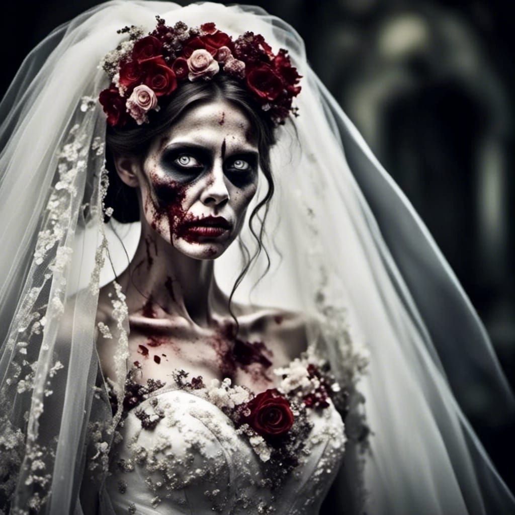 Zombie Bride <lora:Dark fantasy realism:1.0>