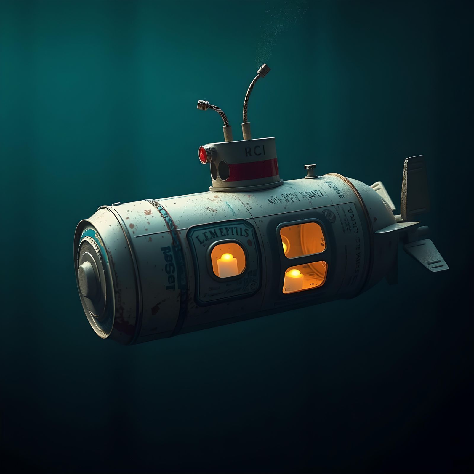 Whimsical Can Submarine with Glowing Interior