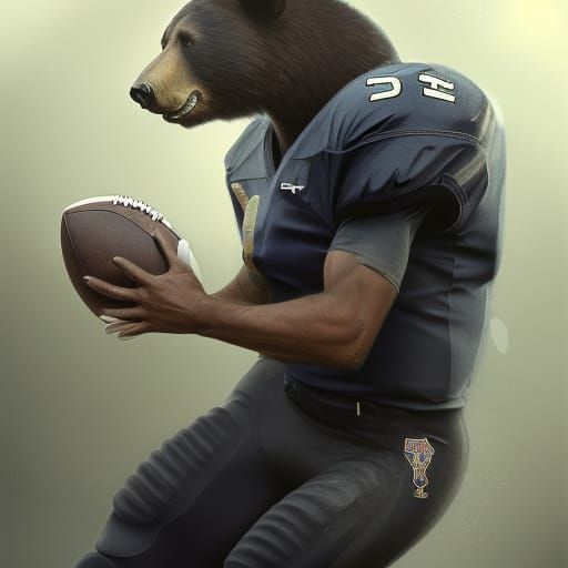Bear in Football Uniform, Art Nouveau Style