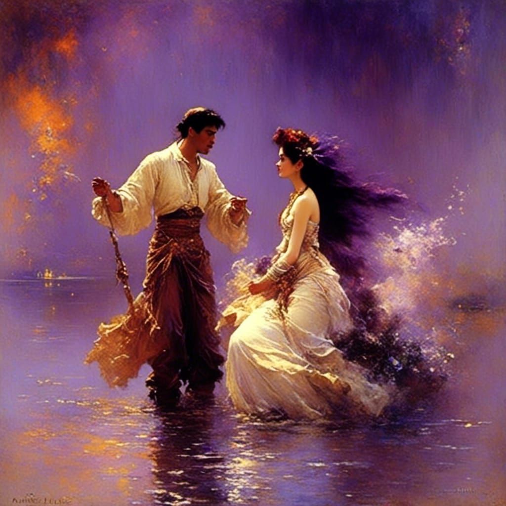 Epic Fantasy Love Scene in Classic Style