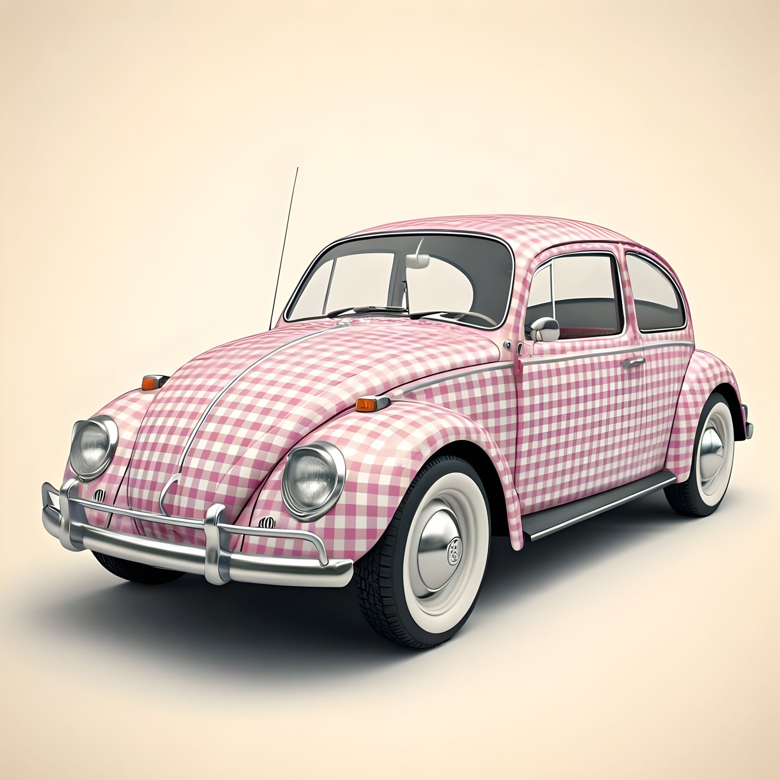 Vibrant Gingham Beetle in Retro Digital Art Style