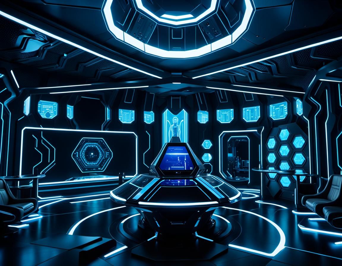 Dark Metallic Sci-Fi Console Room Concept