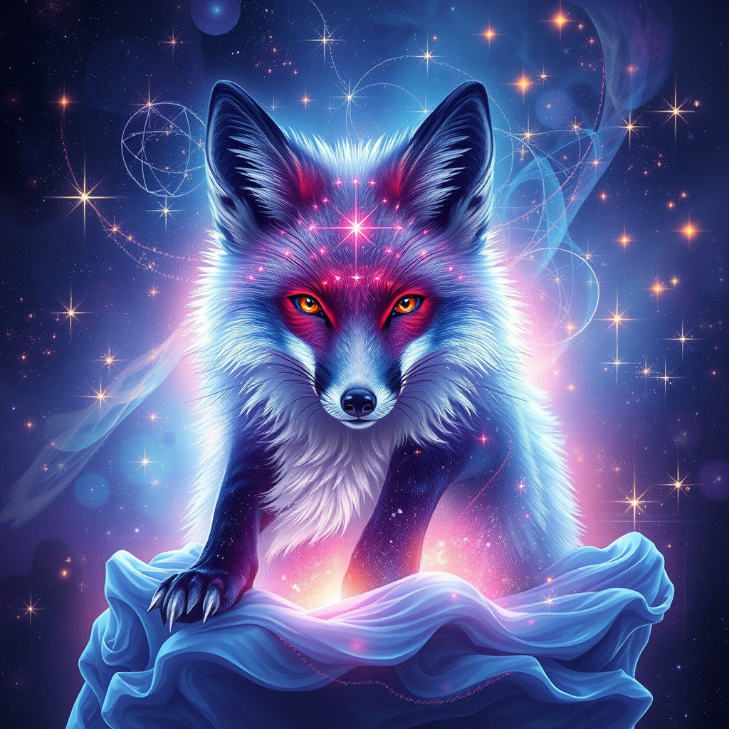Sapphire Ocean Fox in Astral Cosmic Style