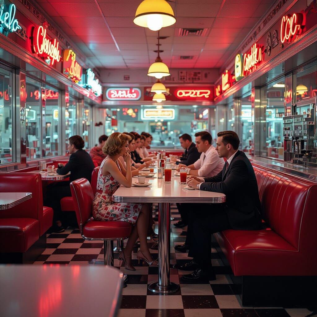 1950s American Diner in Photorealistic Style