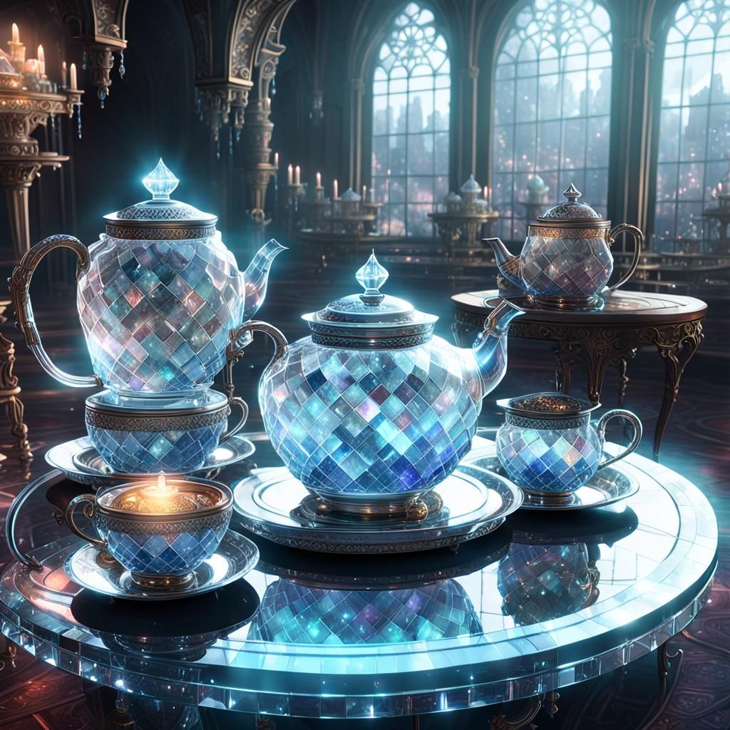 Crystal Tea Set in Dark Fantasy Style