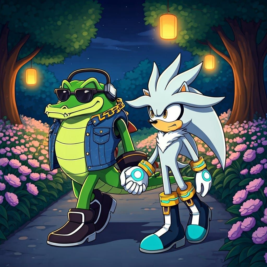 Sonic Characters Vector and Silver Share a Magical Nighttime...