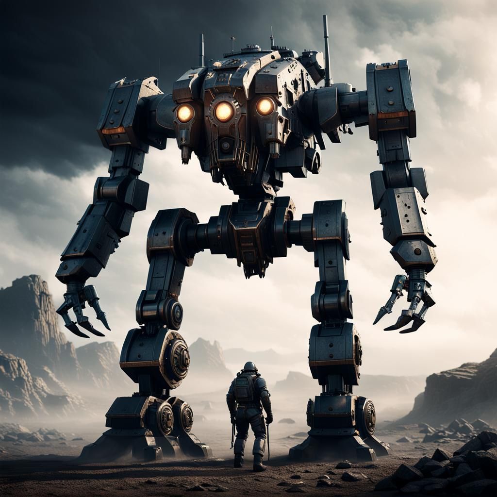 Sci-Fi Sturmpanzer I Bison Mech in Cinematic Style