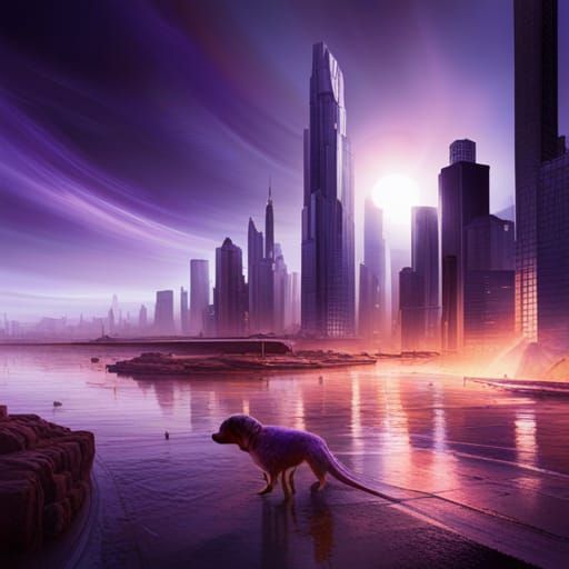 Smoky Purple Planet Civilization in Splash Art Style