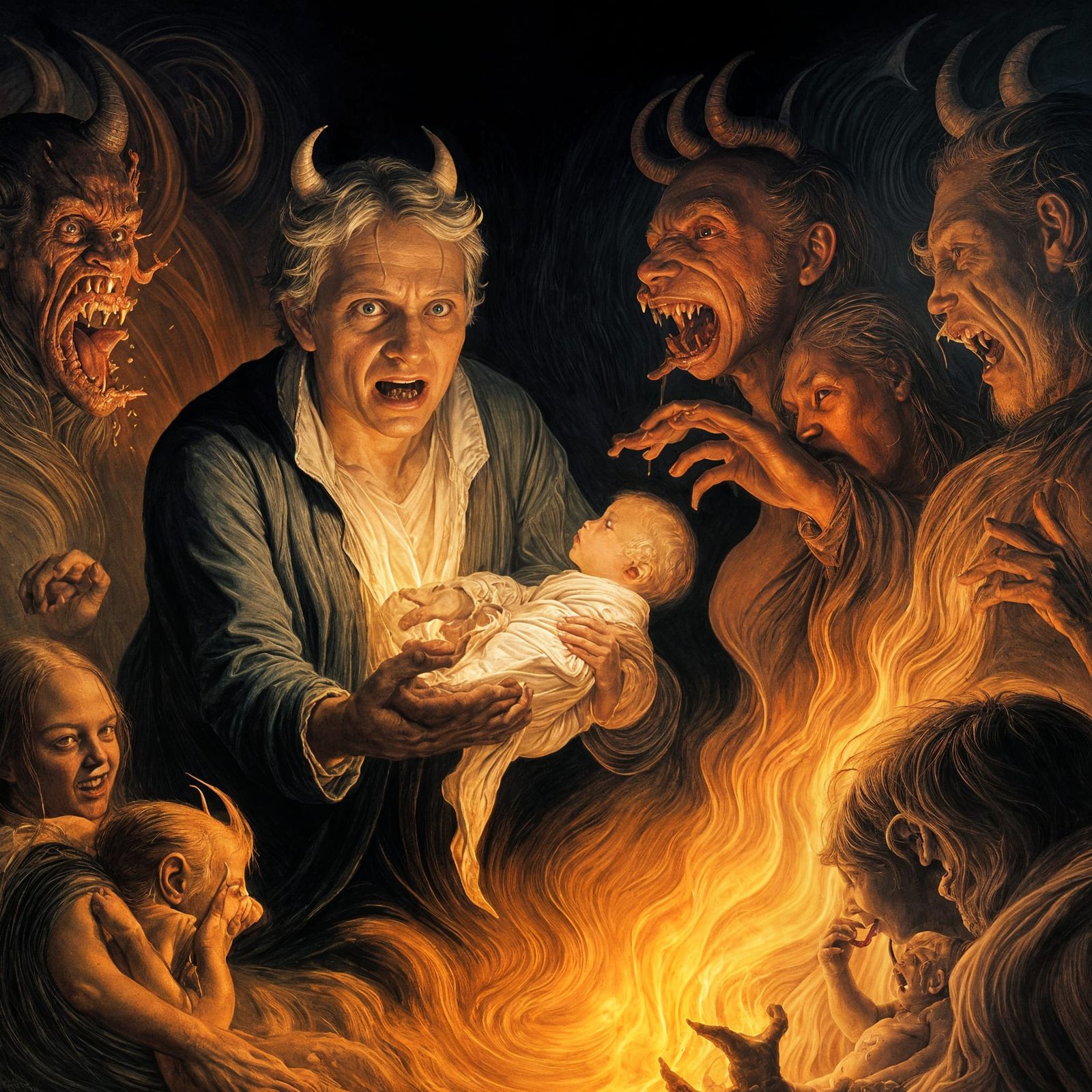 Infernal Mother: A Dark Gothic Horror Scene