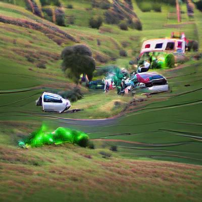 Car Crash in Green Hills, 8K Resolution