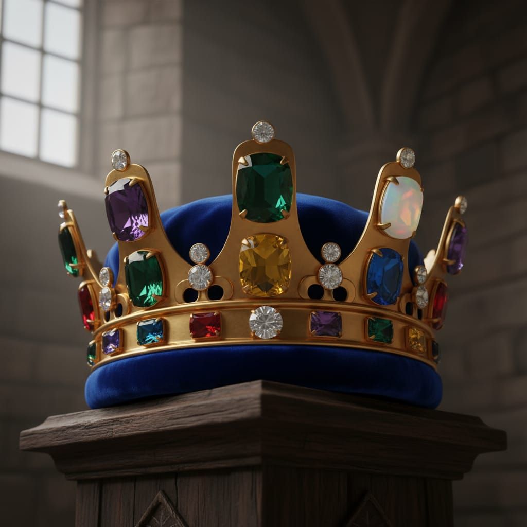 Majestic Gold Crown Adorned With Colorful Gems