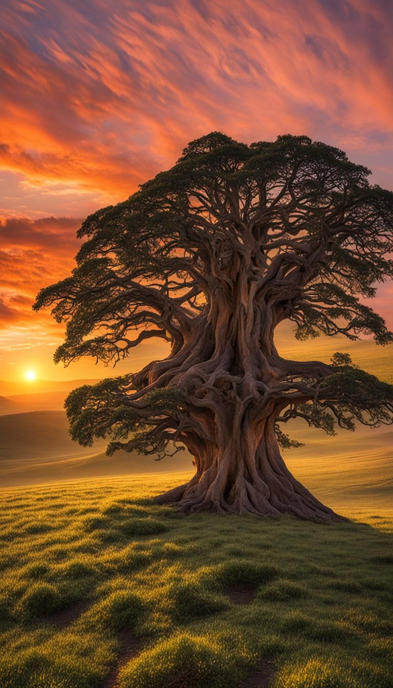 Giant Tree at Sunrise: A Stunning Natural Scene
