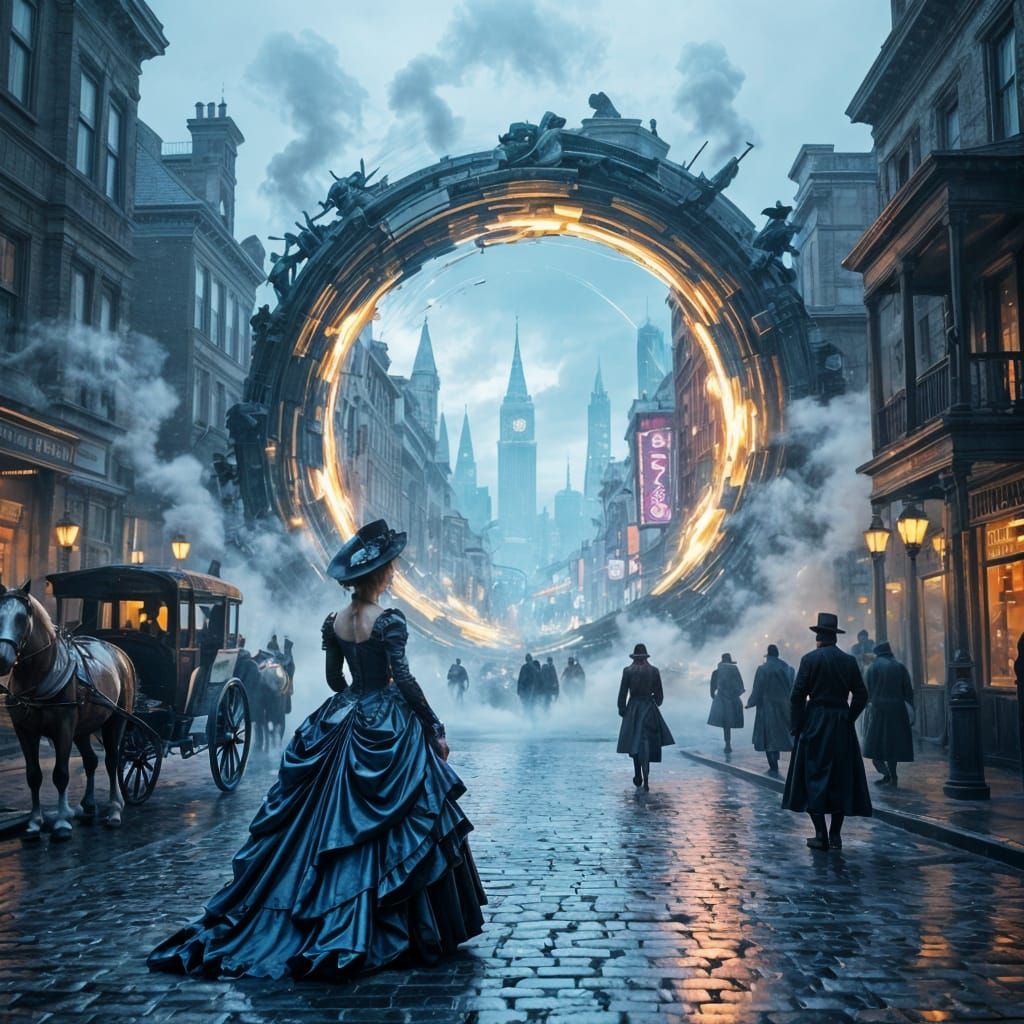 Victorian Era Meets Cyberpunk Time Rift