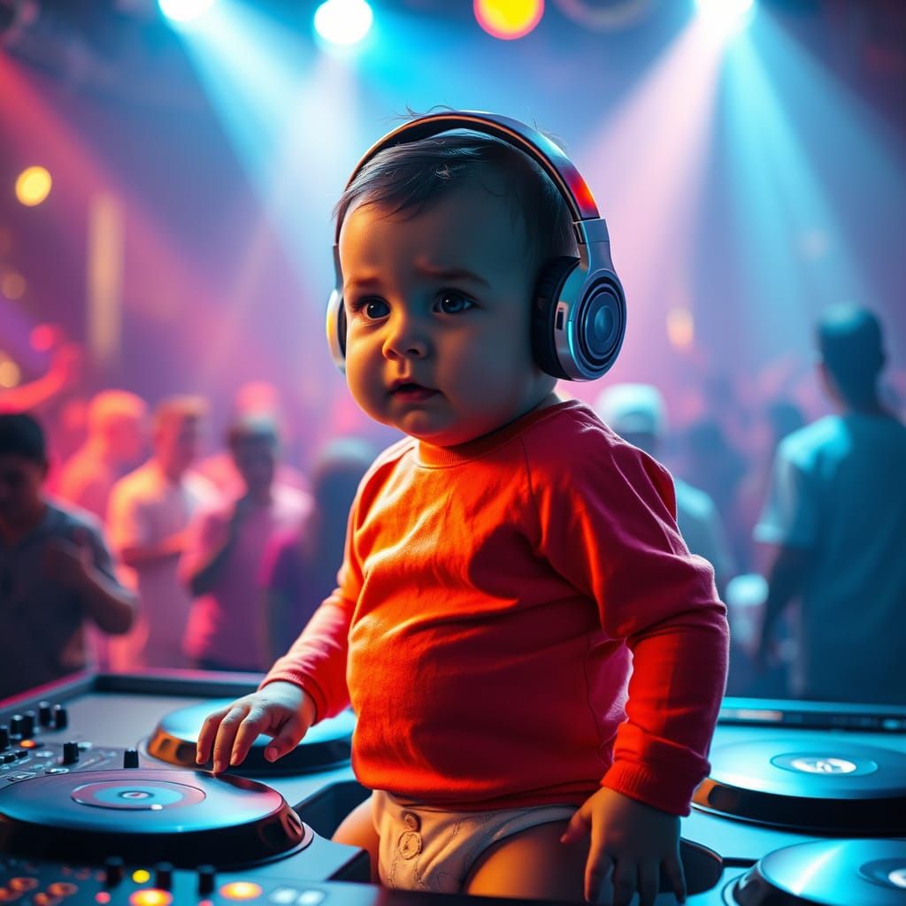 Baby DJ in Nightclub Digital Matte Painting