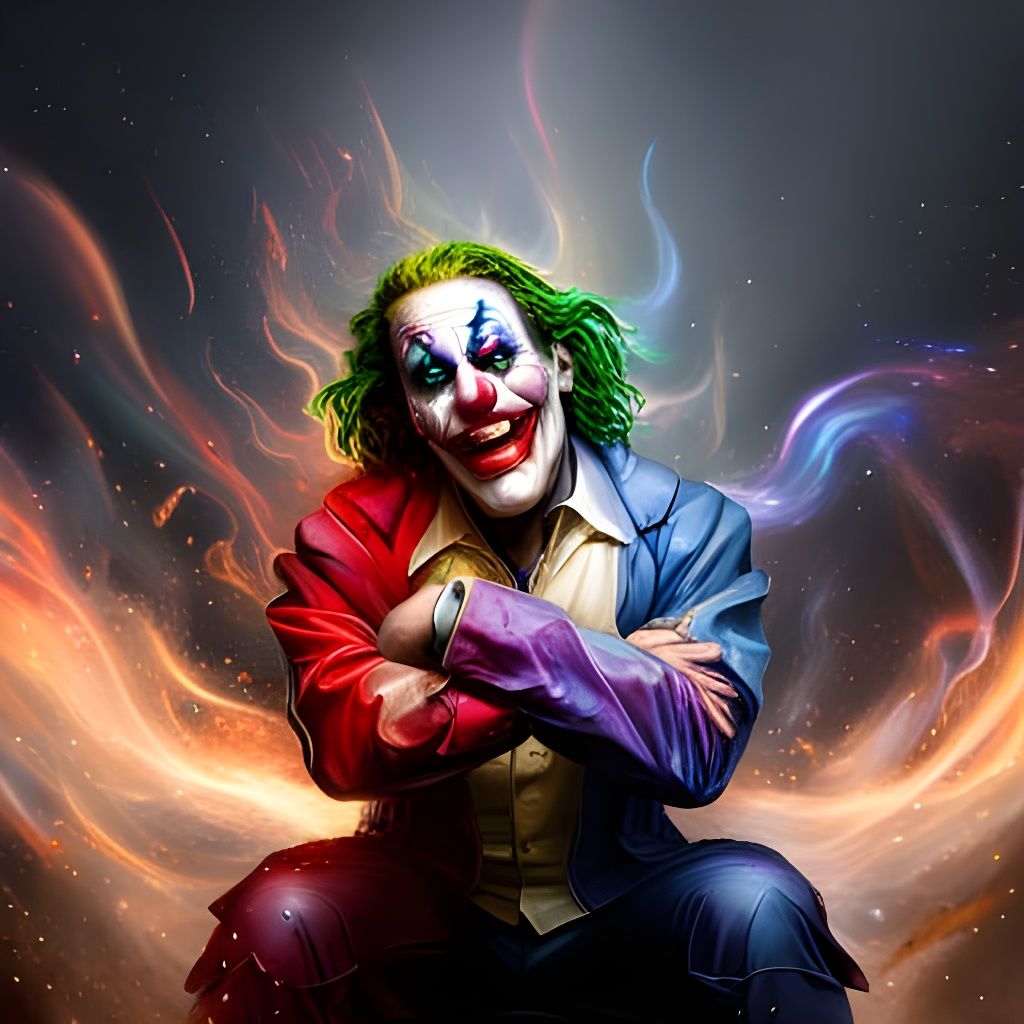 Robotic Transformer Joker Laughing with Rainbow Smoke