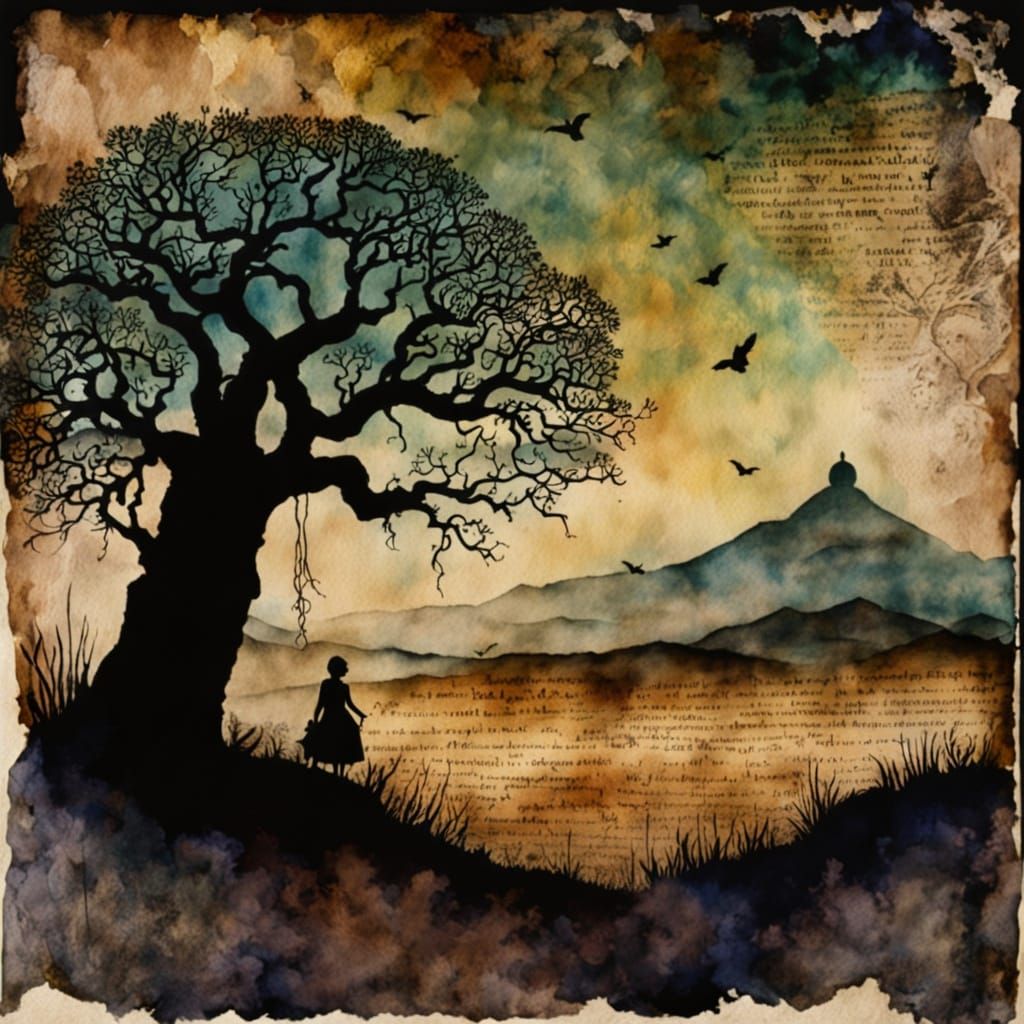 Ethereal Baobab Tree in Haunted African Landscape