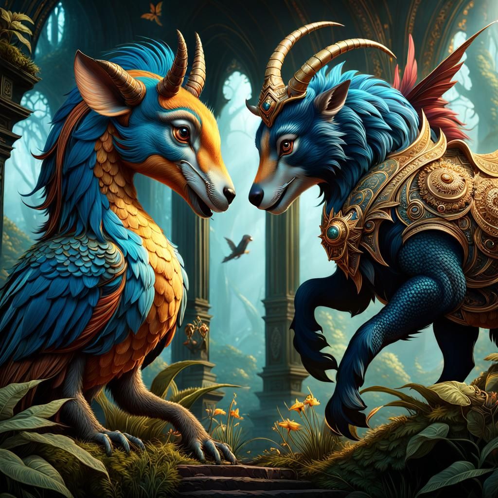 Unlikely Friends in Detailed Fantasy Art