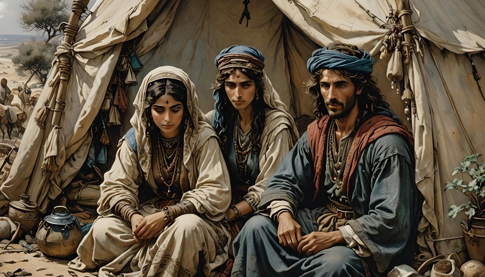 Arab Couple in Ancient Israel, Rackham Style