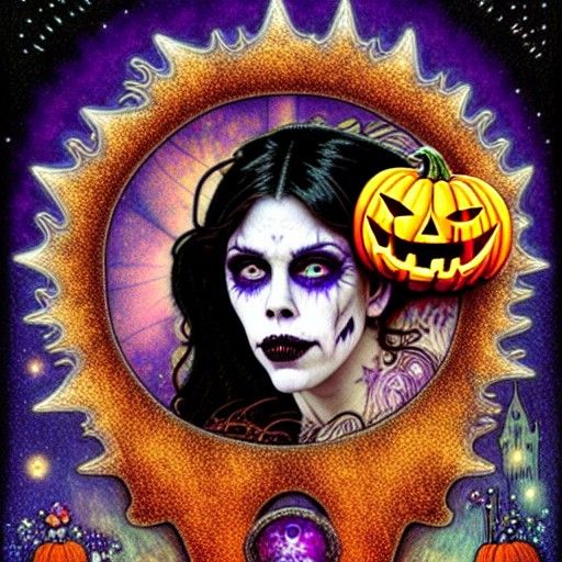 Halloween Goddess Portrait in Cosmic Astral Style