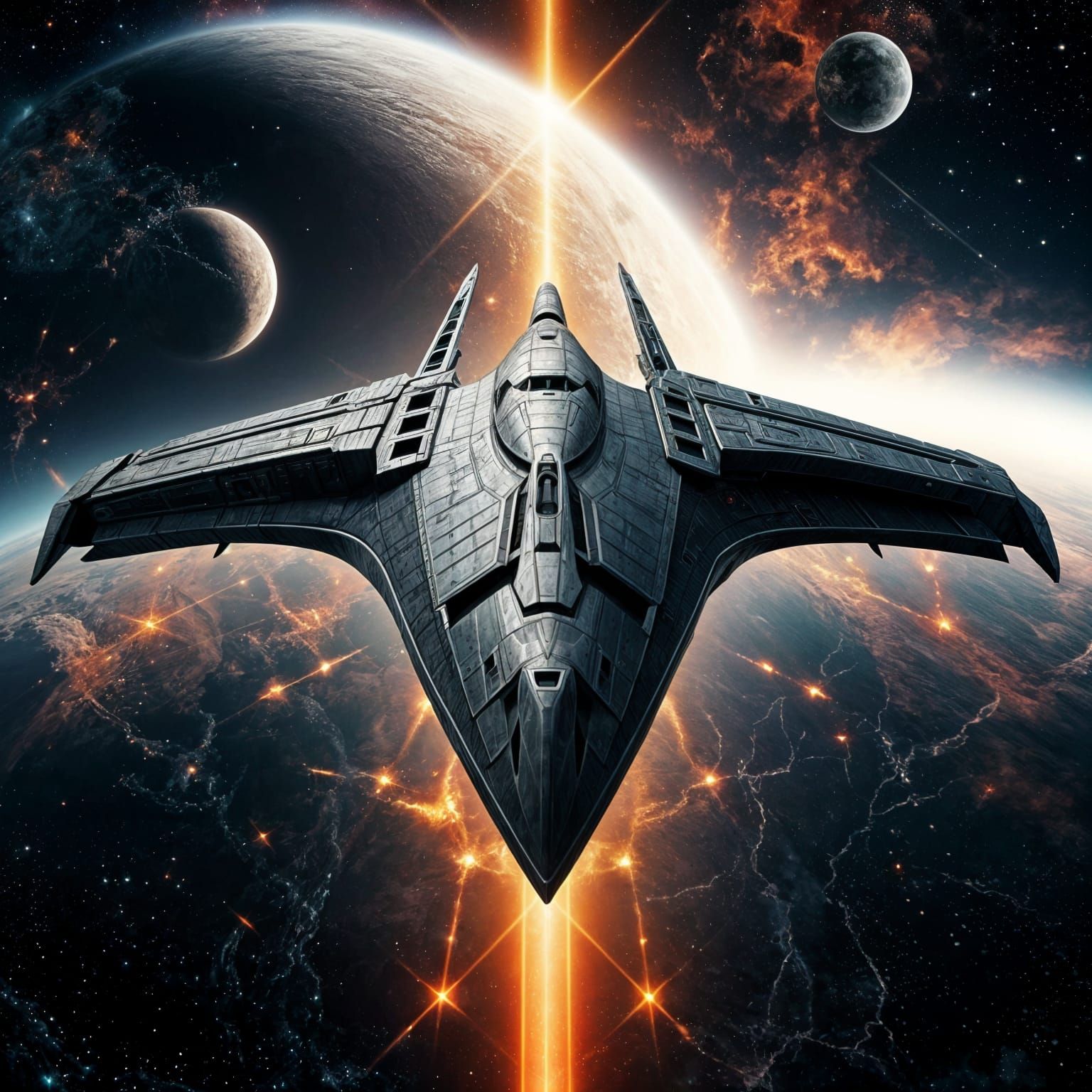 Majestic Klingon Bird of Prey Starship in Cyberpunk-Inspired...