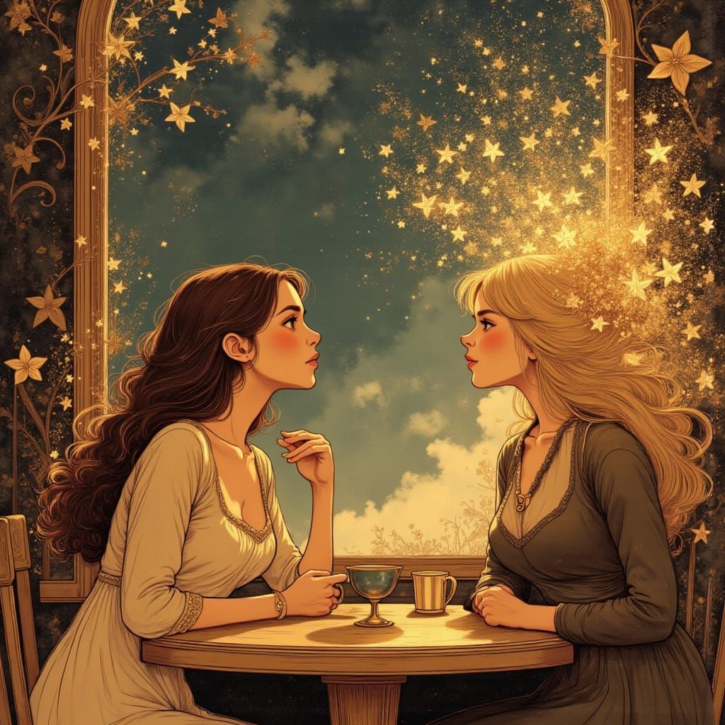 Friends Having Tea: Digital Illustration in Boris Vallejo St...