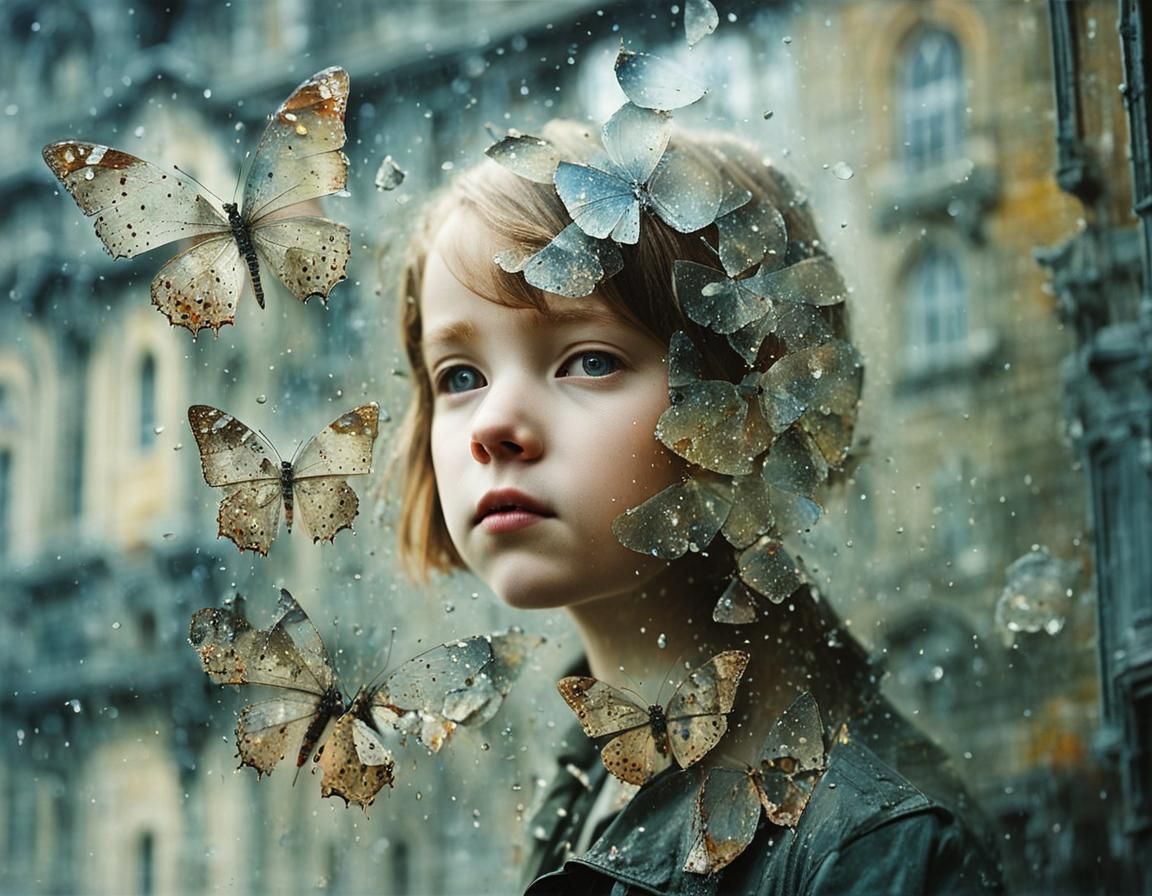 Butterfly in Gothic Castle Reflected Mirror