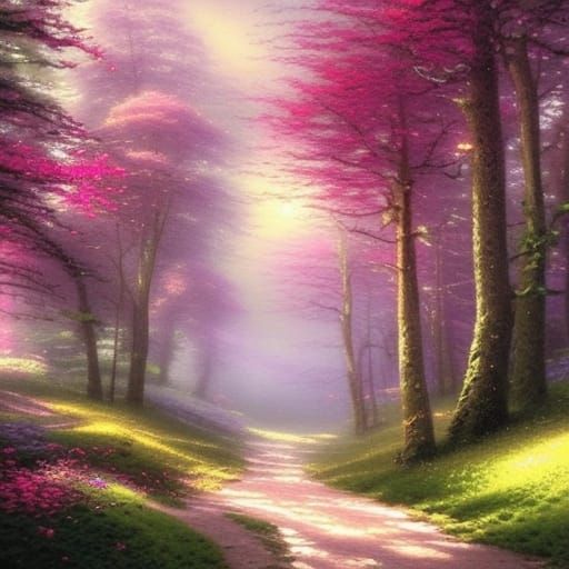 Ethereal Blossom Forest in Hyperdetailed Fantasy Style
