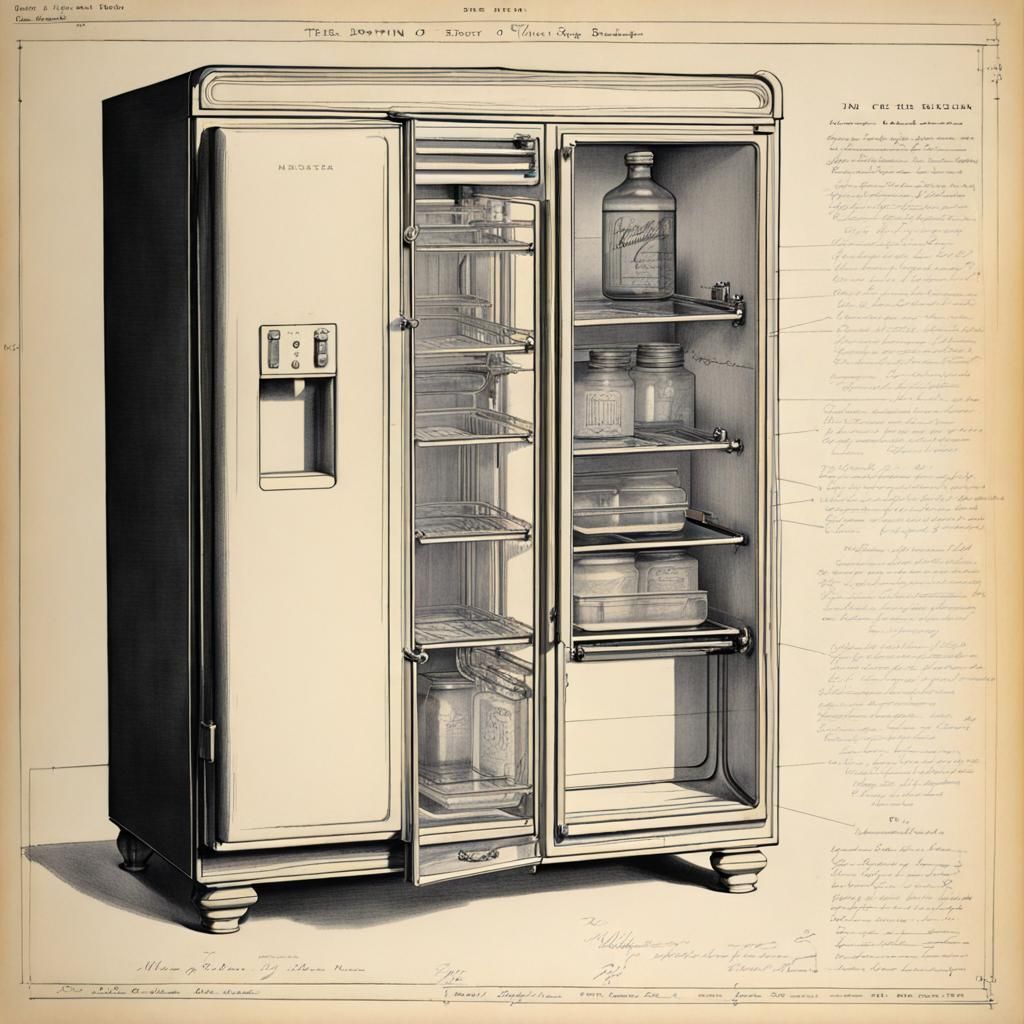 vintage fridge blueprint