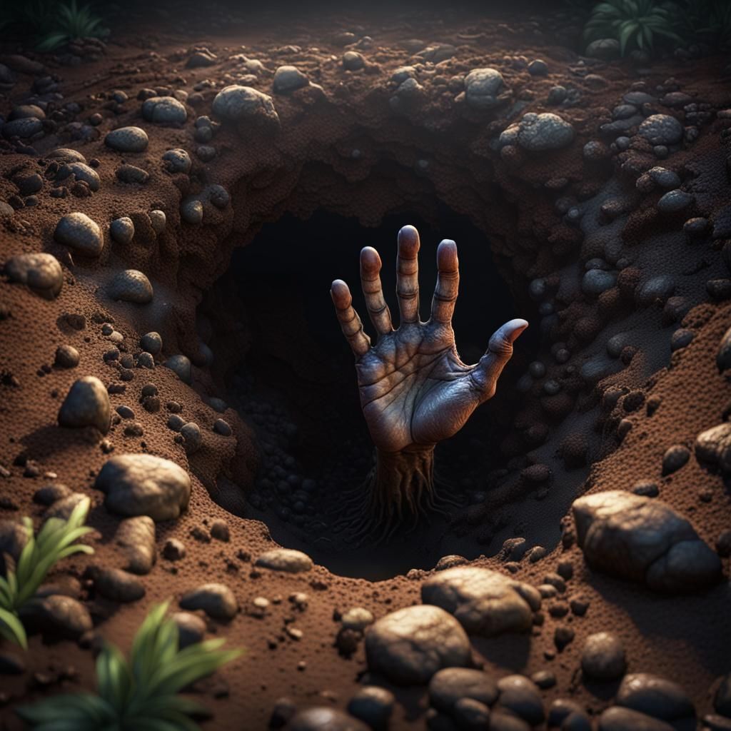 Earthy Hand Reaching Out: Dark Fantasy Concept Art