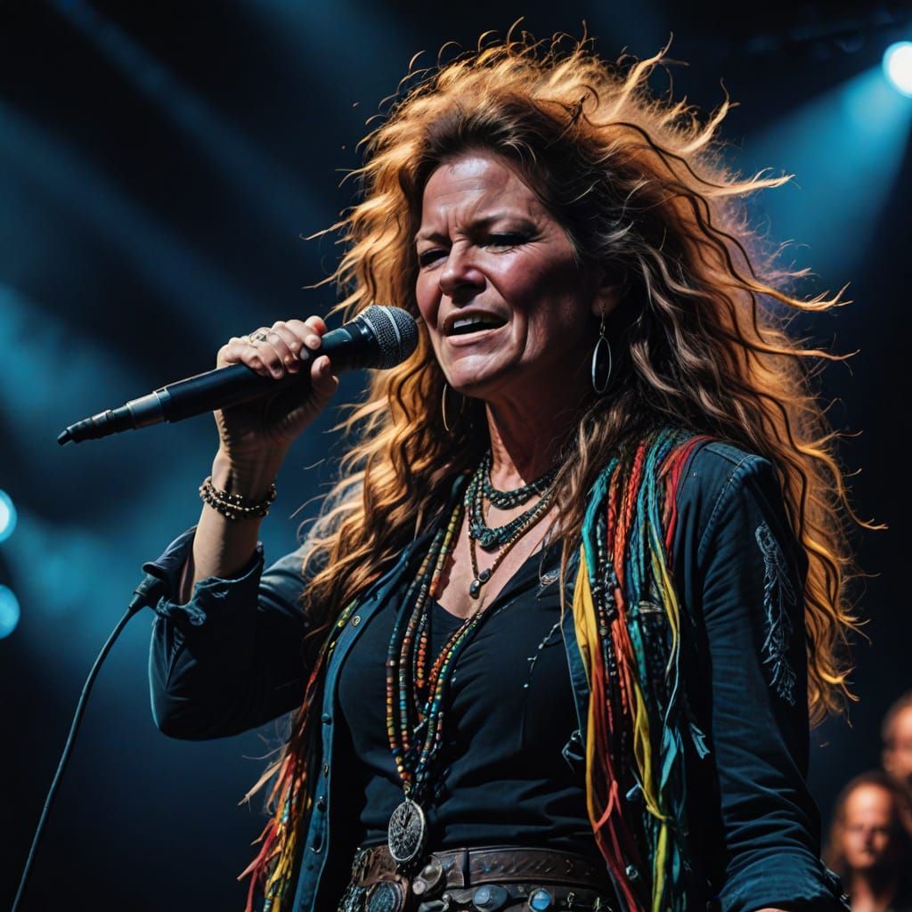 Janis Joplin Rocks Out in Psychedelic Stage Lights