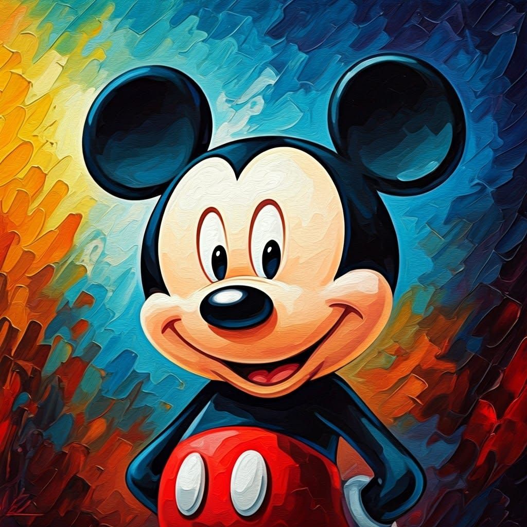 Mickey Mouse in Expressionist Oil Painting Style