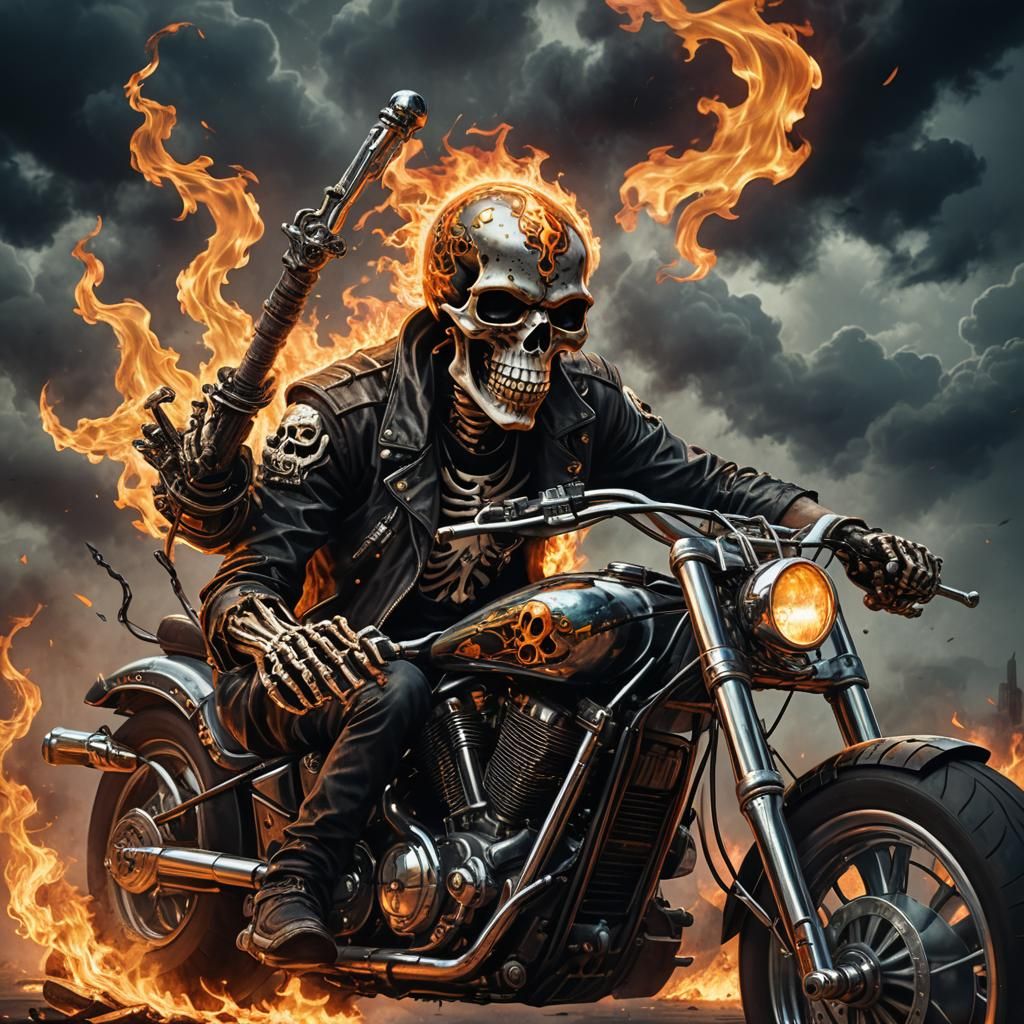 Flaming Skull Tarot Card Art