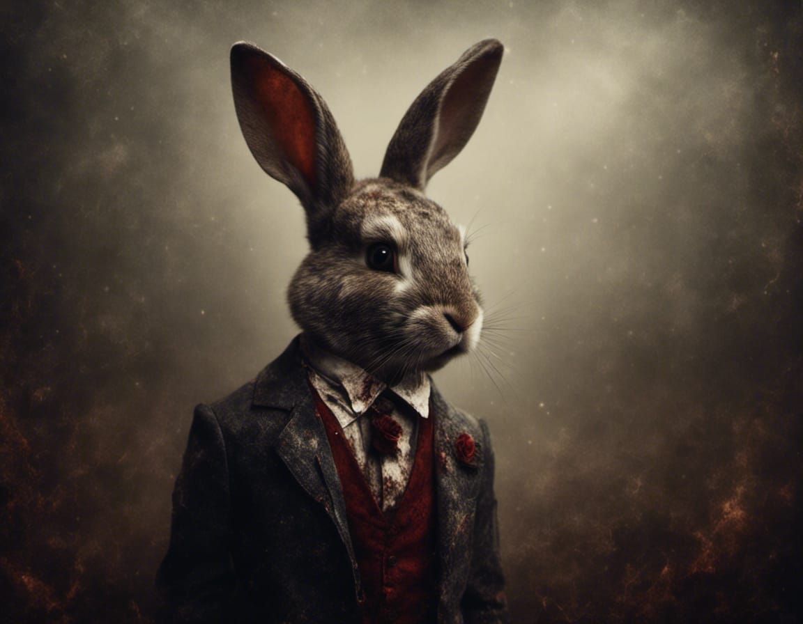 Creepy Kyoot Rabbit in Macabre Setting