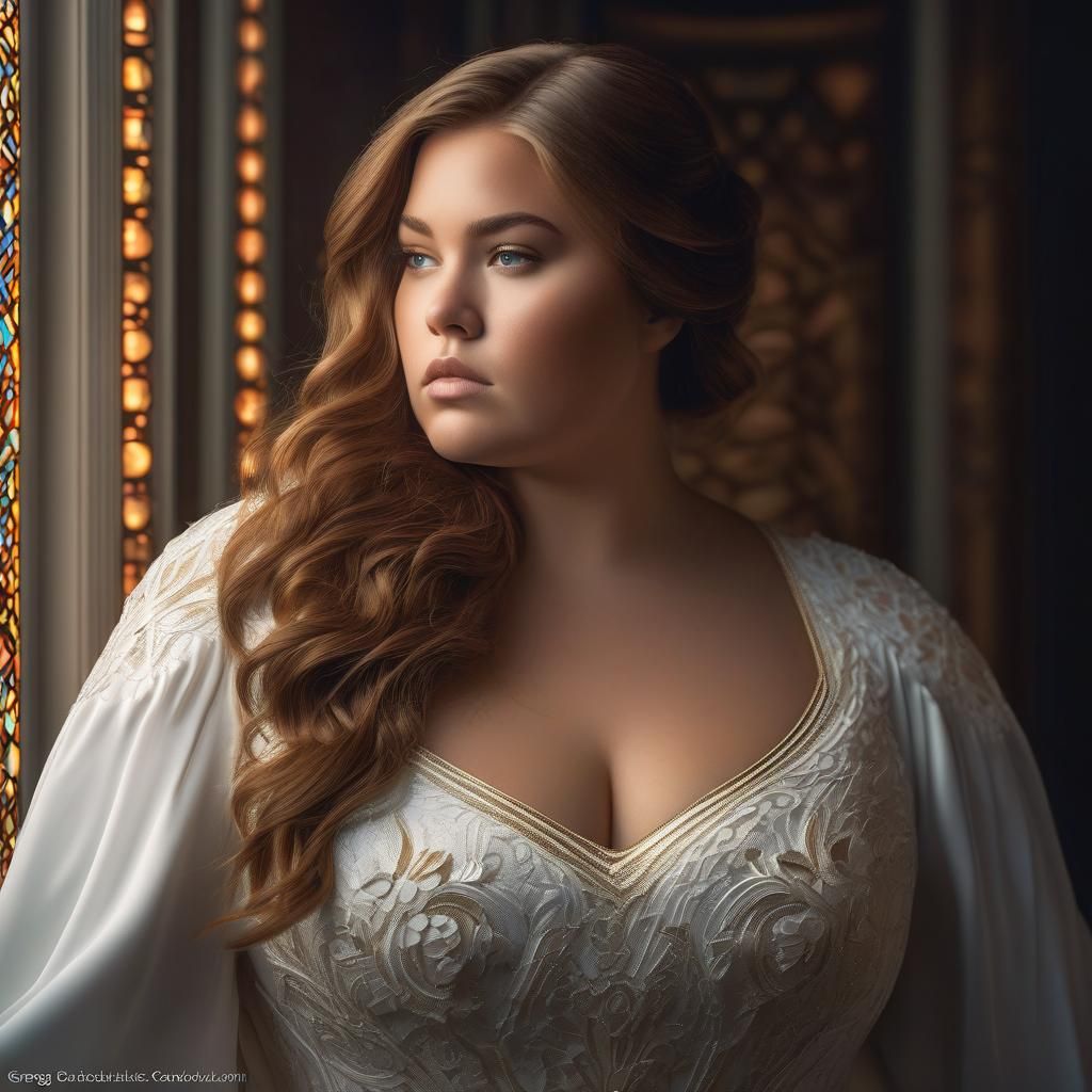 Voluptuous Woman Portrait in Hyperdetailed Digital Art