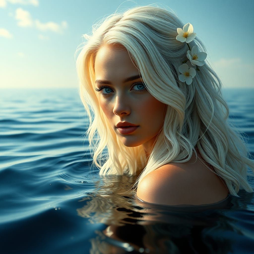 Beautiful Mermaid in Ocean Depths: Cinematic Digital Art