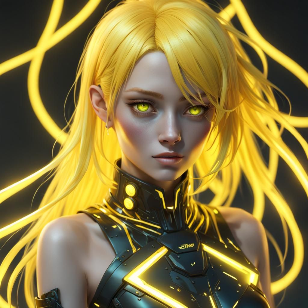 Electric Woman in Anime Style 3D Rendering