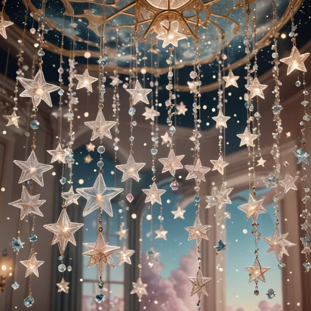 Dreamlike Crystal Stars in Surrealist Scene