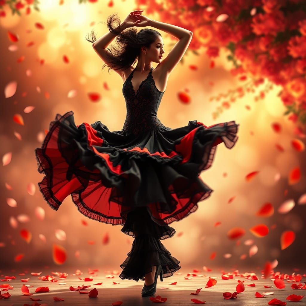 Fiery Flamenco Dancer in Anime Style