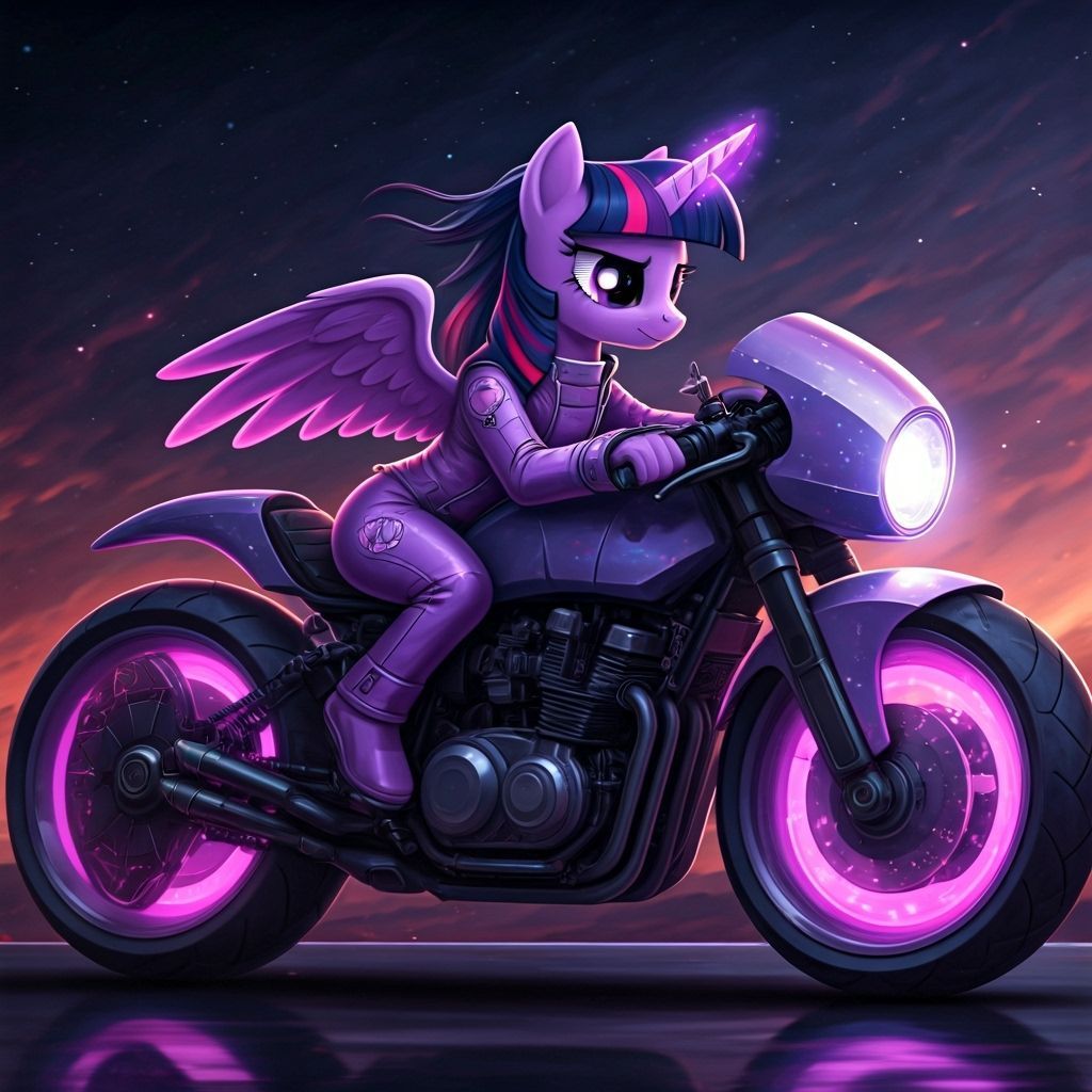 Twilight Sparkle as Cosmic Mage Motorcyclist