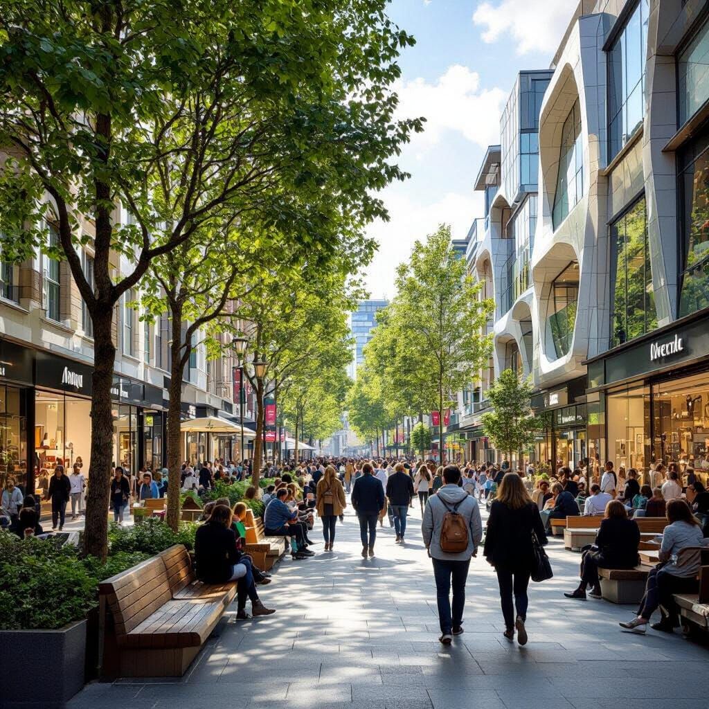 Bustling Oxford Street: A Modern Pedestrian Dream