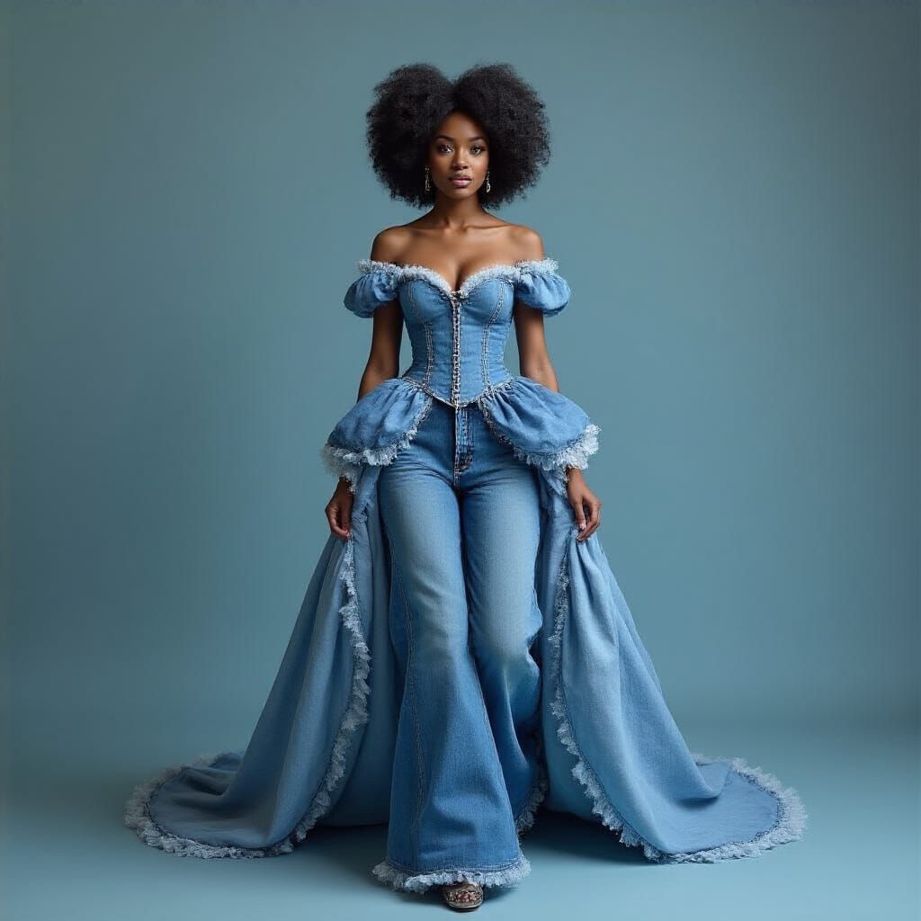 African American Princess in Whimsical Denim Gown