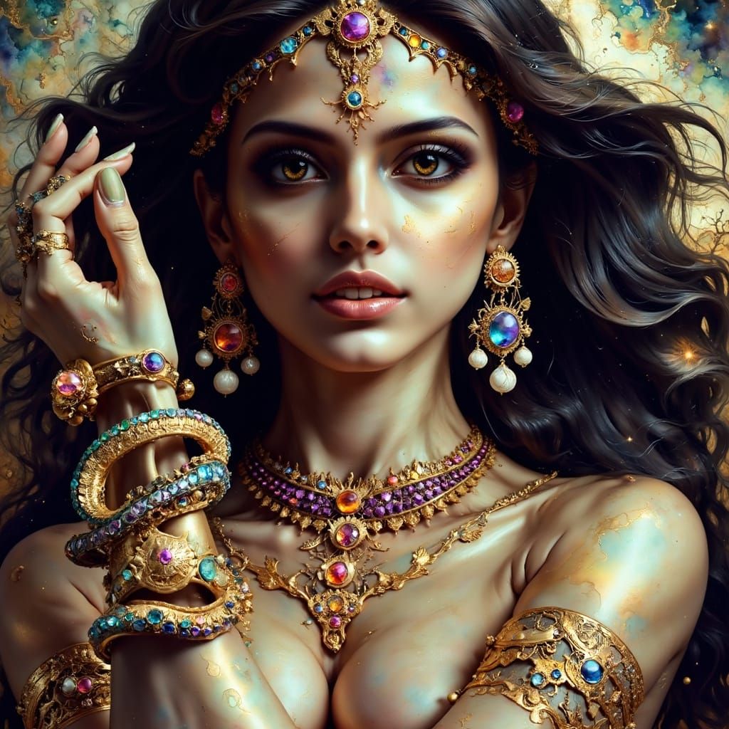 Serene Hindu Goddess Chakrika in Indian Temple