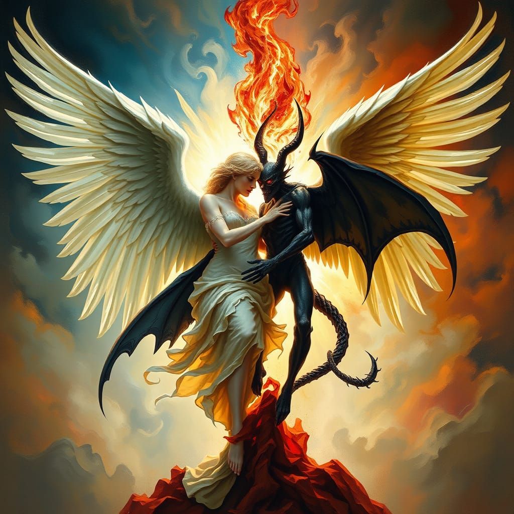 Angelic Light Versus Demonic Shadow in Baroque Style