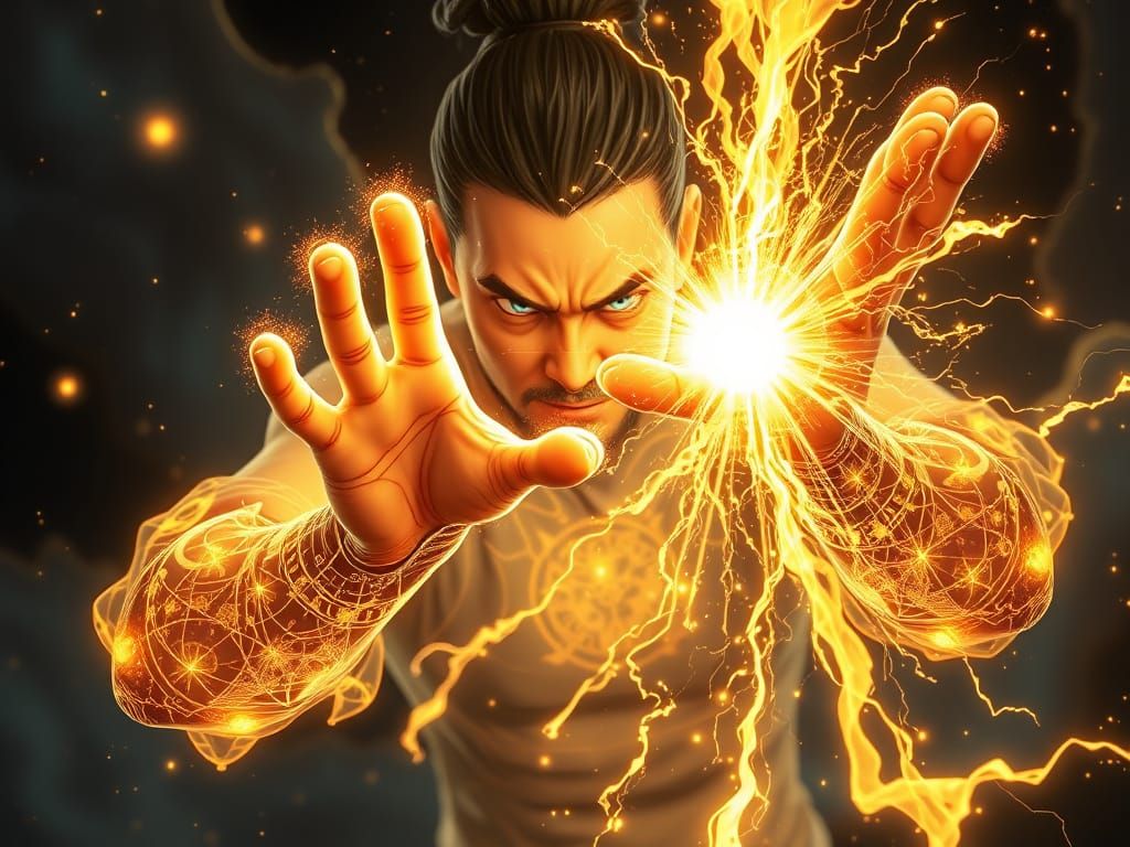 Telekinetic Aura Clash in 3D Anime Style